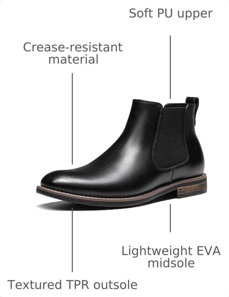 Bruno Marc Mens Classic Chelsea Ankle Dress Boots | Crease-Resistant Soft Upper Cushioned PU Sponge InsoleTextured TPR Outsole for Men Smart Casual Occasions product thumbnail 5