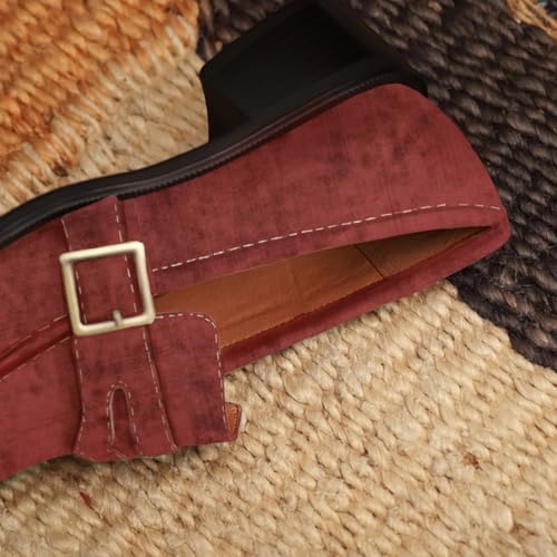 Image of MOOMMO Women Chunky Heel Penny Loafers Square Toe Buckle Slip On Comfort | Office Ladies Loafer Pumps 2 inch Stacked Block Heel Dress Loafers Oxfords Walking Dress Shoes Casual Size 4-11 M US