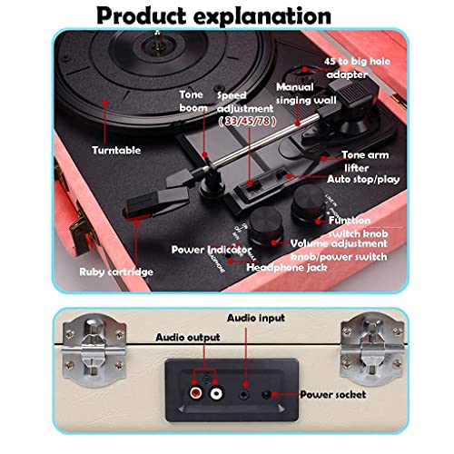 Phonograph Tourne-disque Bluetooth à 3 vitesses – Valise portable – Avec haut-parleurs intégrés – Pour toute la famille - Les Beatles, Paul McCartney, John Lennon, RIngo Starr, George Harrison Phonograph Tourne-disque Bluetooth à 3 vitesses - Valise portable - Avec haut-parleurs intégrés - Pour toute la famille – Image 8