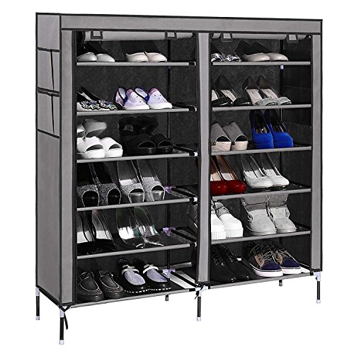 Image of Styleys Shoe Rack /Multipurpose Storage Rack with Dustproof Cover (Iron Pipes, Non Woven Fabric, Plastic Connector) (Grey, 12 Layer)