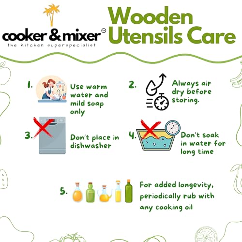 Image of Cooker&Mixer Neem Wooden Ladle for Cooking | Kitchen Tools | No Harmful Polish | Handmade | Cookware (Laddle)