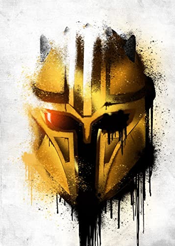 Displate - Poster en Métal - Monté sur Aimant - Star Wars - Armorer Mandalorian Graffitti Helmet Poster - Taille M - 32x45cm