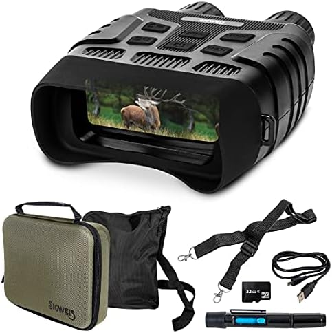 Binoculars for Adults Night Vision and Day, Camping, Spy & Hunting, Property Surveillance & Wildlife Watching, Bundle Includes Hard Case, Lens Cleaning Brush & 32 GB SD Card