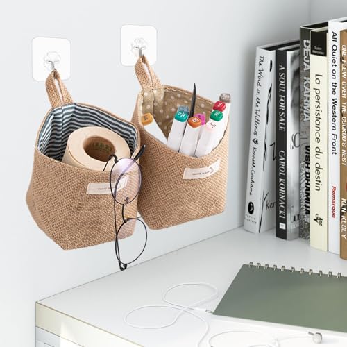 Miniatura 3 de 6 Piezas Cestas Almacenaje De Algodón Y Lino, Cesta Colgante Plegables, Cesta Pequeña Con Gancho, Bolsas De Almacenamiento Para Juguetes, Maquillaje, Llaves, Objetos Pequeños