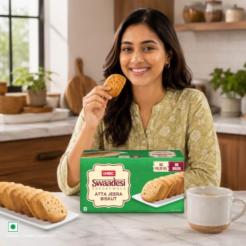 Image of Unibic Swaadesi Atta Jeera Bakery Biscuits - No Maida, No Palm Oil I Bakery Biscuits I 200 gm