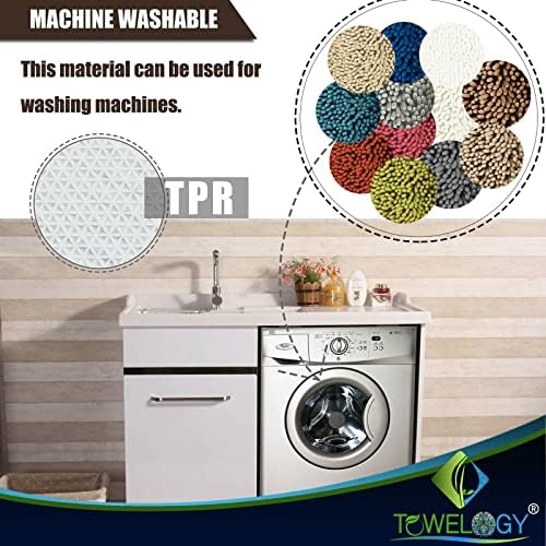 Towelogy Microfibre Bath Mats Set 2 Piece 50x80cm / 50x40cm Pedestal Mat Super Absorbent Anti Slip Chenille Bathroom Rugs (50 x 80 cm / 50 x 40 cm, Beige)