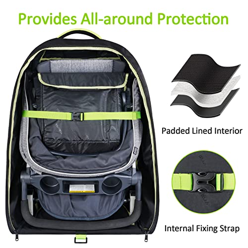 YOREPEK Padded Stroller Travel Bag with Wheels for Airplane Compatible with Nuna Mixx Next, Padded Car Seat Travel Bag for Airplane Travel Compatible with Chicco, Britax, Nuna Rava