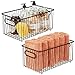mDesign Juego de 2 cestas de almacenaje en metal con asas integradas – Caja organizadora extragrande y de diseño atractivo – Ideal como organizador de baño para cosméticos – color bronce