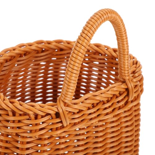 Healeved 2Pcs Wall Hanging Storage Baskets 9.64X6.1X8.66 Inch Faux Rattan Woven Basket with Handle Portable Organizer for Kitchen Fruit Garlic Ginger Storage by Healeved - Image 5
