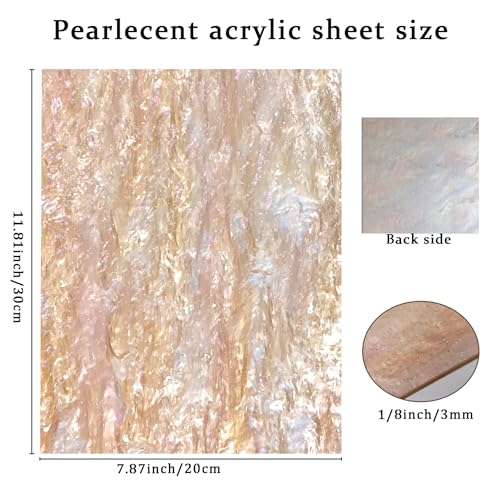 Image of Pearl Glitter Cast Acrylic Sheet 1 /8 Inch for Laser Cutting 12x8 Inch Sparkly Water Stream Pattern Acrylic for Laser Engraving, Crafts, DIY Projects (1, Golden, 12x8 Inch)