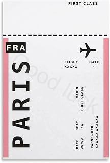 The Plane Boarding Pass Poster High-end Room Decor Plane Ticket Print (1) Canvas for Bedroom Living Room Decor 24x36inch(60x90cm) Unframe-style