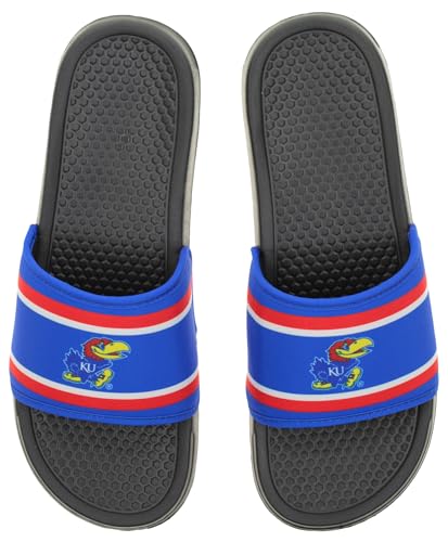 Image of FOCO NCAA Printed Team Logo and Color Stripes Comfortable Slide Sandals