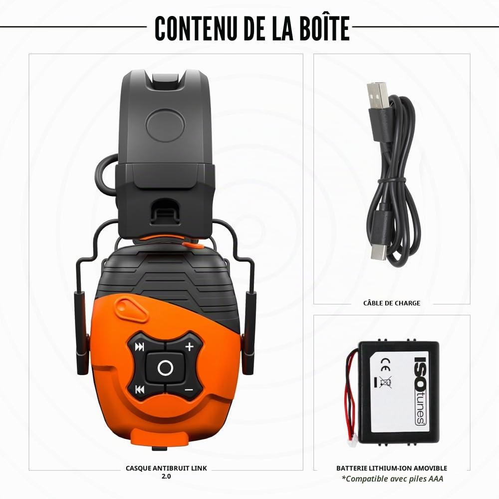 ISOtunes Link 2.0 Casque Anti Bruit Bluetooth EN352 50 h 25 DB
