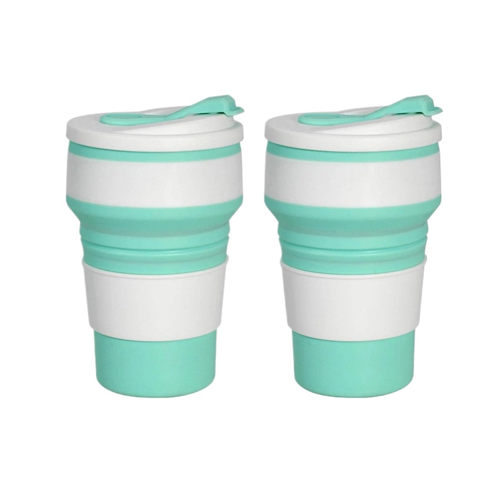 Genérico Tazas plegables de silicona reutilizables con tapa for acampar, café plegable portátil 350ml for viajes(350ml Green 2pcs)