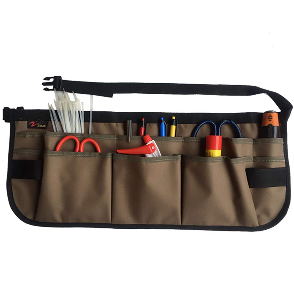 zojoHeavy Duty Waxed Canvas Work Apron with Tool Pockets (Small Size, Coffee)