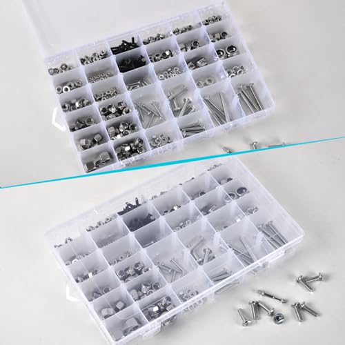 Image of 2 Pack Clear Plastic Organizer Box with 36 Grids and Adjustable Dividers for Beads, Crafts, Art DIY, Jewelry, Screws, Pins, Thread, Fishing Gear, Small Items