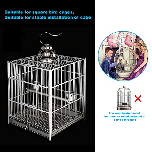 Image of No Mess Bird Feeder for Cage - Automatic Bird Feeder Transparent Food Container Acrylic No Spill Cage Seed Catcher with Stainless Steel Hooks for Parrot Parakeet Cockatiels Lovebirds