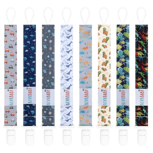 Image of ALVABABY Pacifier Clips 8 Pack Pacifier Binky Paci Holder Leashes for Baby Teethers 8DP08