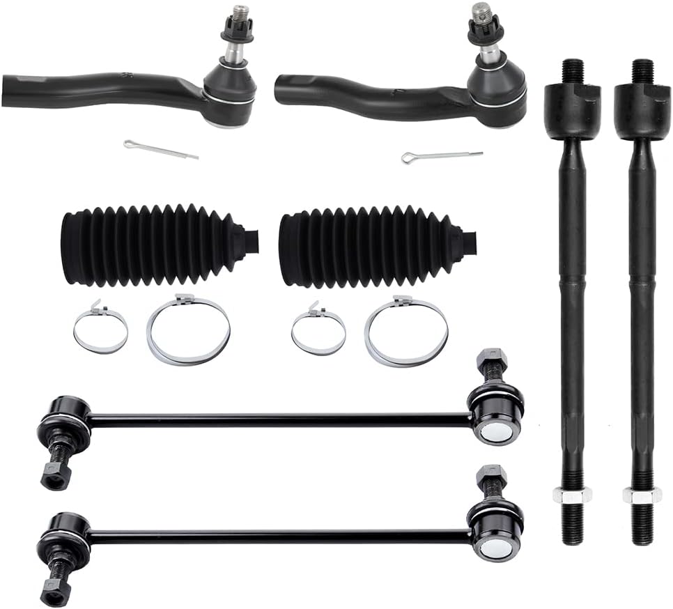 Front Inner Outer Tie Rod End w/Steering Boot fit for Toyota for Prius 2004 2005 2006 2007 2008 2009, Suspension Kit with Sway Bar Link - 8pc Set