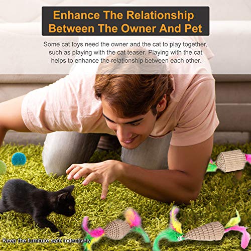 mewmewcat 7 PCS Cat Scratch Toy Interactive Cardboard Chew Toys Variety Pack Set incluindo Feather M