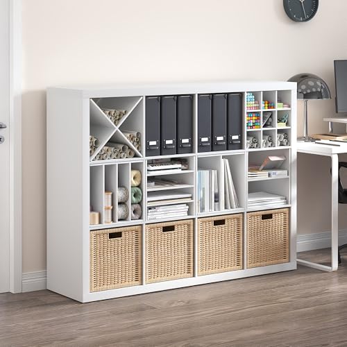 Image of Furinno Cubicle 9-Compartment Cube Insert, Cube Organizer, Plain White | 12.9W x 12.9H, Tool-Free Assembly, Shelf Accessory, Fits into Furinno Triple Thick Cubes, Ikea Kallax, for Organization