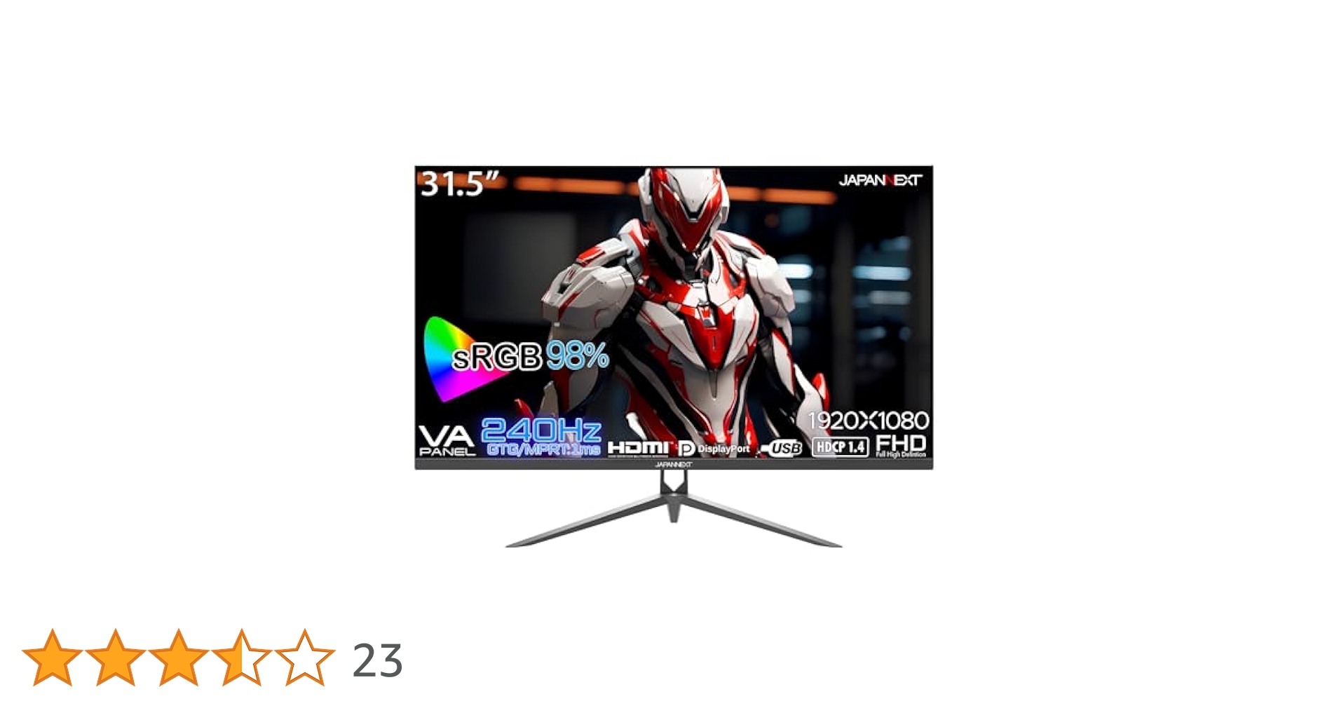 JAPANNEXT 31.5インチ モニター 240hz フルHD JAPANNEXT 31.5インチ フルHDパネル搭載165Hz対応ゲーミング