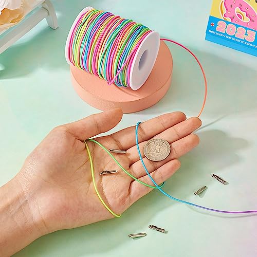 Craftdady 1.5mm Elastic Cord 76.55Yard Segment Dyed Stretch Round String Elastic Loop with Metal Barbs Barbed Fastener for Crafting Book Binding - Image 4