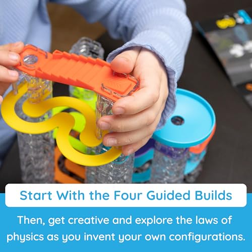 Image of Fat Brain Toys Trestle Tracks Pro Marble Run Set, 274-Piece Modular Marble Track, STEM Toys for Kids, Fun Science Kits for Girl and Boy Ages 8-13+ | Modular, slow-motion marble run building set. Open-ended creative construction. STEAM learning. Kids, tweens, ages 8 and up.