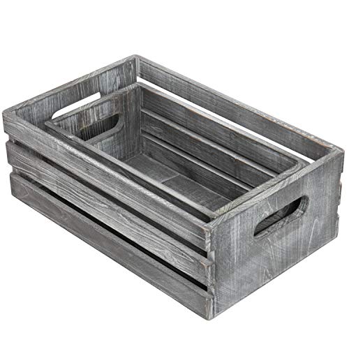 MyGift-Rustic-Dark-Gray-Wood-Decorative-Storage-Boxes-with-Cutout-Handles-Country-Style-Nesting-Crates-Open-Top-Pallet-Design-Bins-Set-of-2 MyGift Rustic Dark Gray Wood Decorative Storage Boxes with Cutout Handles Country Style Nesting Crates Open Top Pallet Design Bins Set of 2
