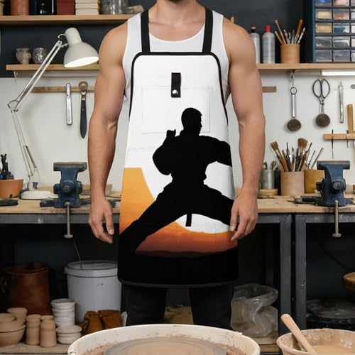 Delantal de trabajo Karate silhouette ajustable con 8 bolsillos miniatura 4