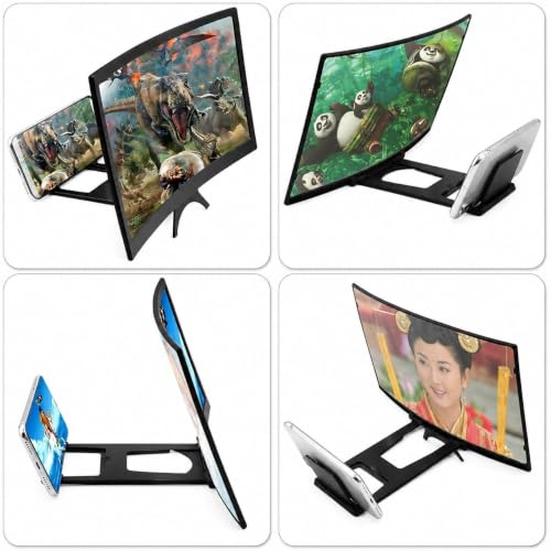 Image of 12 Inch HD 3D Curved Mobile Phone Screen Magnifier with Foldable Stand | Screen Enlarger for Smartphones | Eye Protection Amplifier for Movies, Videos, Gaming & Reading | No Power Required