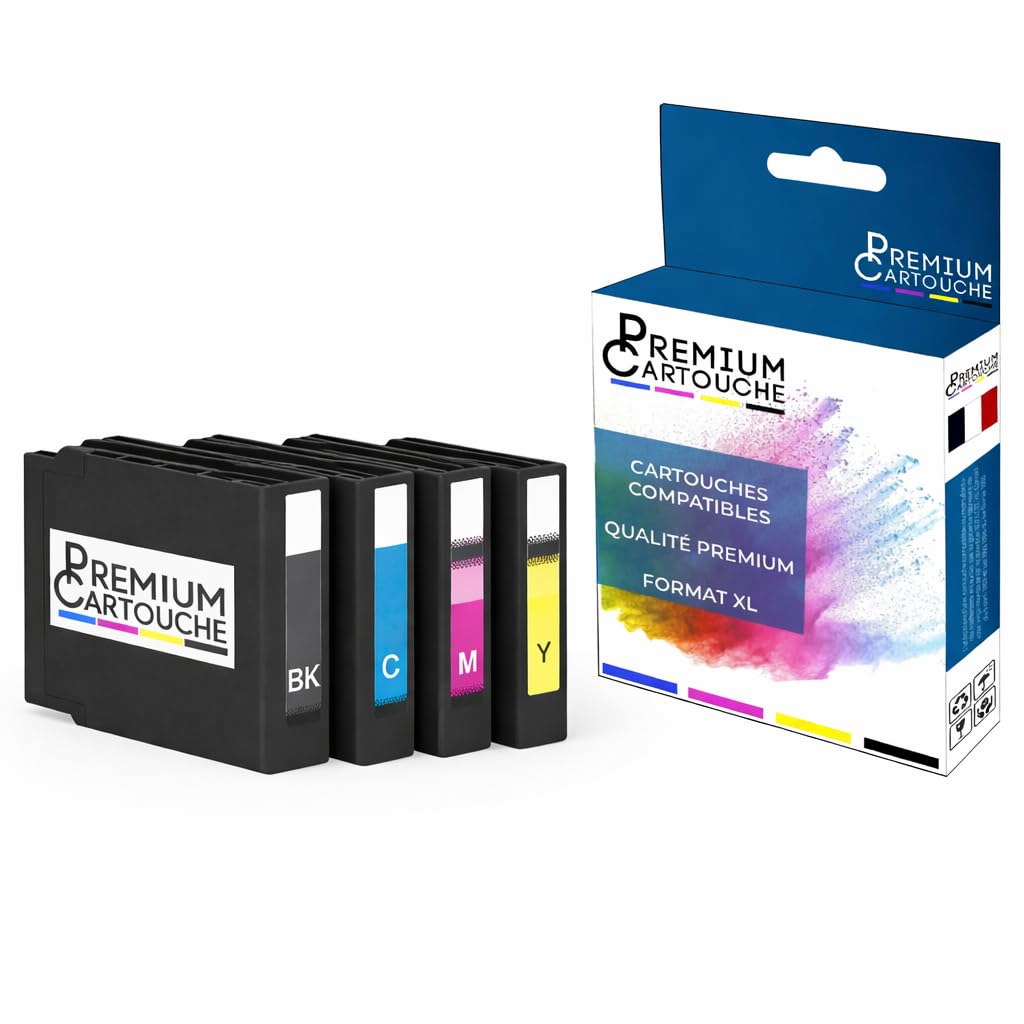 PREMIUM CARTOUCHE Pack de 4 Cartouches Compatible T13X pour Epson Workforce Pro EM-C7100 EP-C7000, Noir Cyan Magenta Jaune, 5800-4600 Pages