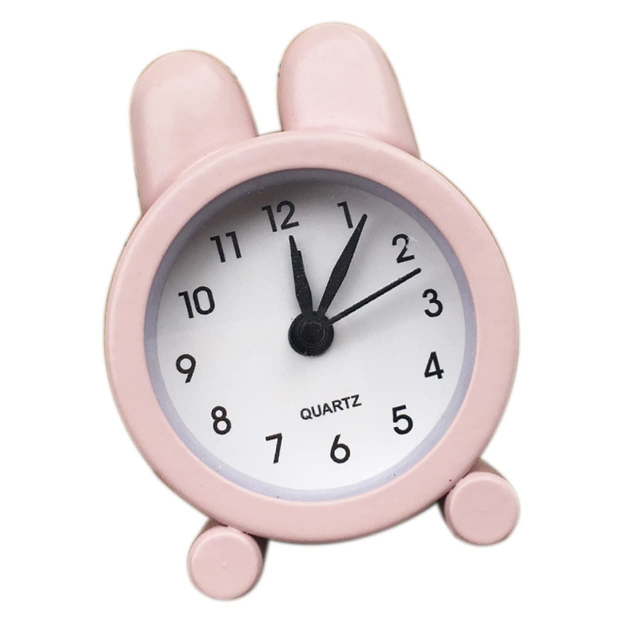 Happyyami Metal Desktop Alarm Clock Digital Wake-up Device Pink Room Decor Rabbit Ear Design Easy