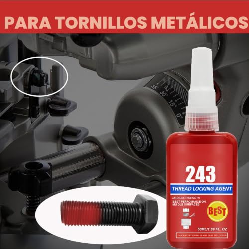Miniatura 2 de Mnozreo Adhesivo Anaeróbico Para Pegar Tornillos De Metal,Adhesivo Para Tornillos,Fijador Media Resistencia Para Pegar Tornillos Metal,Rojo,50ml,1pc