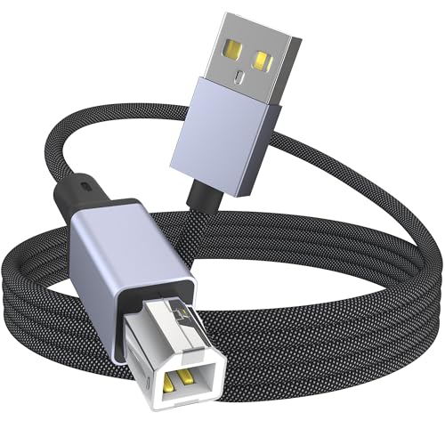 Printer Cavo USB da 2 m USB-A a USB-B 2.0 per stampante, in nylon intrecciato per HP, Canon, Brother, Samsung, Dell, Epson, Lexmark, Xerox Yamaha Casio Digital Piano DAC MIDI Controller e altro ancora