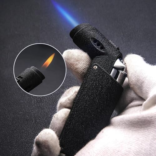 Encendedor de metal a prueba de viento, llama azul ajustable miniatura 4