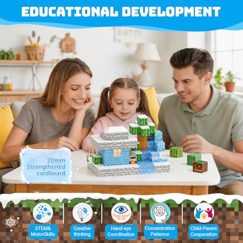 Lercaii Magnetic Blocks - 110Pcs 0.8in Magnetic Building Block for Kids Ages 3-8, Toy Building Set for Kids,Magnets Stacking Construction Birthday Gifts for Boys Girls Age 3-8, 8-12- Frozen World — view 5