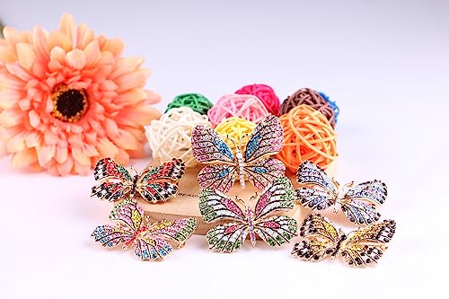 Image of Kaichen Butterfly Colorful Rhinestone Brooch, Jewelry Gift for Women, Girls, Ladies, Exquisite Packaging