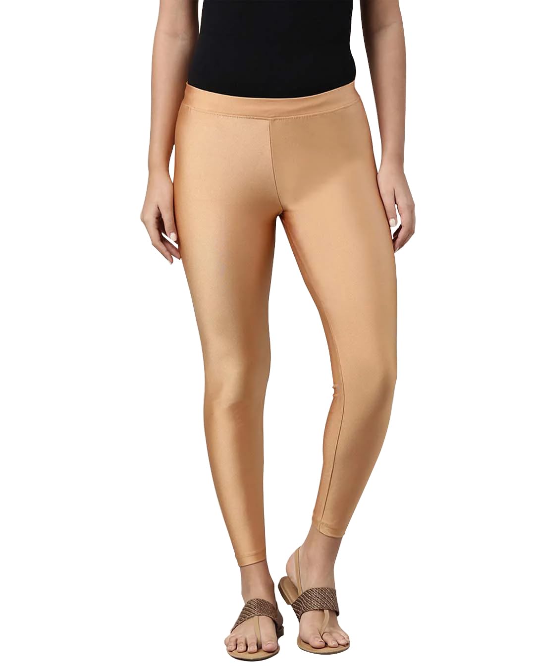 Tailored Cut & Slim Fit Stetchable Fabric Ankle Length Shimmer Leggings for Womens and Girls