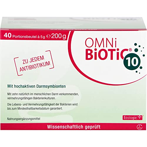 OMNi BiOTiC 10 | 40 Portionen (200g) | 10 Bakterienstämme | 10 Mrd. Keime pro Tagesdosis | Pulver | Mit Inulin | Vegan | Glutenfrei | Lactosefrei | Zur täglichen Anwendung