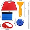 Wallpaper Smoothing Tool Kit Include red Squeegee,Medium-Hardness Squeegee, blue Tape Measure,snitty Vinyl Cutter and Craft Knife with 5 Replacement Blades for Adhesive Contact Paper Application Win #5
