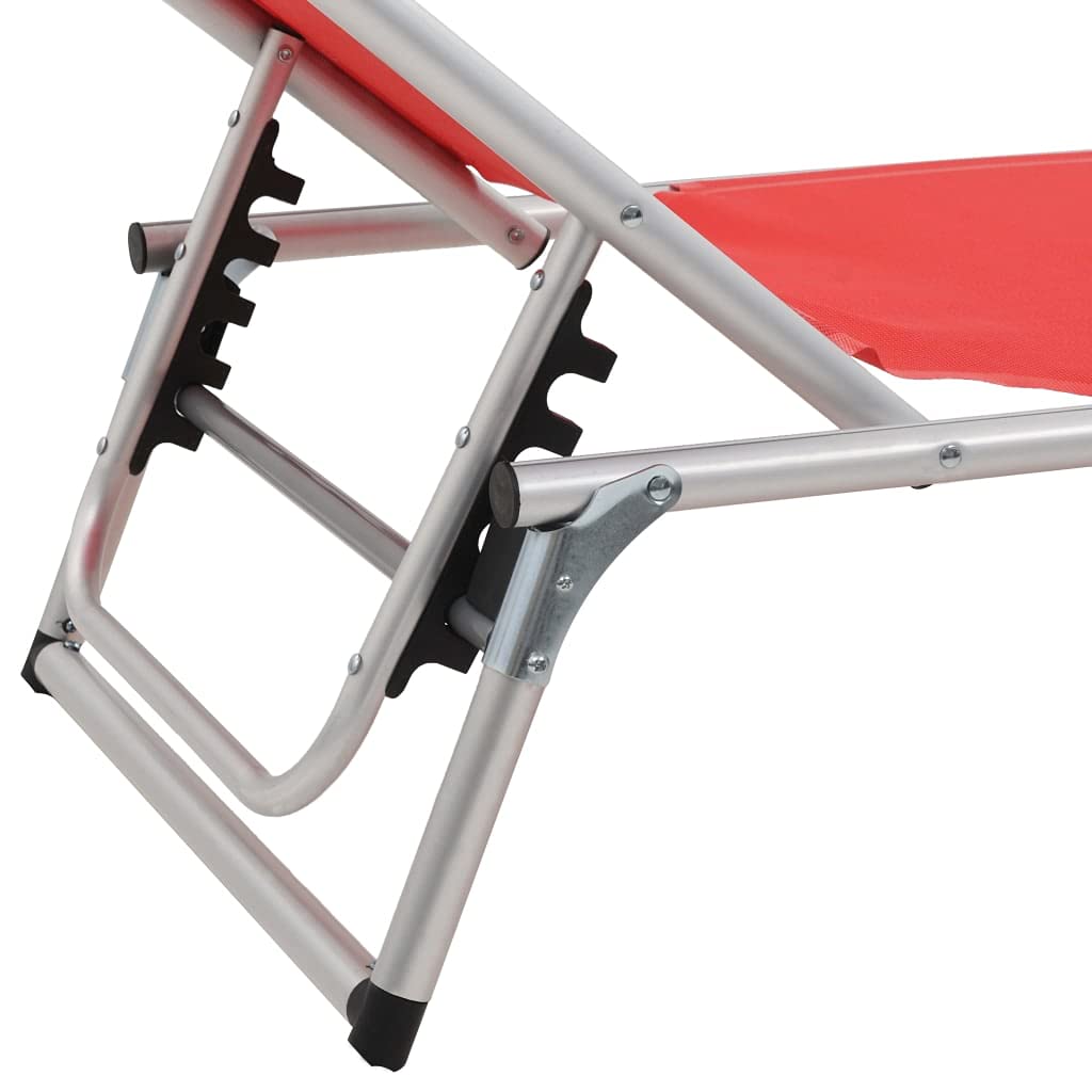 vidaXL 2X Sonnenliege Klappbar mit Dach Gartenliege Strandliege Gartenmöbel Liege Relaxliege Freizeitliege Campingliege Aluminium Textilene Rot