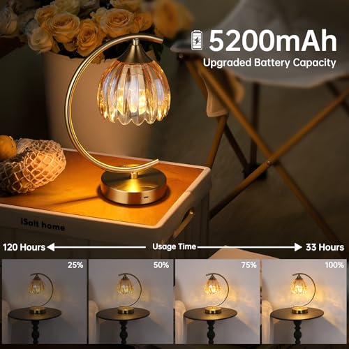 Image of Shenmoyl Tulip Table Lamp, 5200mAh Cordless Touch Control Table Lamp with 3 Color Temps & Stepless Dimming, Rechargeable Battery Table Lamp for Living Room, Bedroom, Office, Shelf (Amber Tulip)