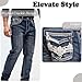 Men's Jeans - Embroidery Washed Crackle Design Jeans Relaxed Fit Stretch Casual Jeans Comfortable Classic Fit Jeans (US, Waist, 32, Regular, Blue)
