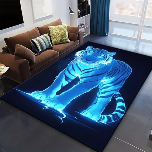 Tapis de cuisine impression 3d tigre avec dossier caoutchouc isolant - 3