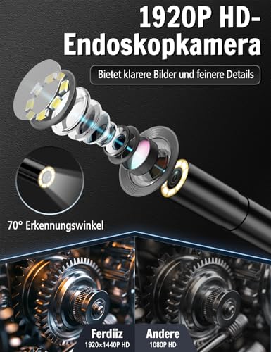 Ferdiiz Endoskopkamera mit Licht 5m, 1920P HD Inspektionskamera – Ansicht 2