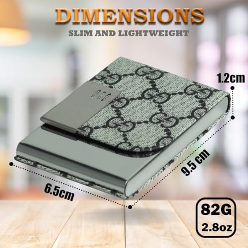 Image of Luxurious Unisex Pocket Card Holder Design 15-20 Business Card and 5-8 Card Debit Credit Ultrathin Stainless Steel 9.5 X 6.5 x 1.2 cm Size RFID Blocking Corporate Gift for Employee (Cream-G)