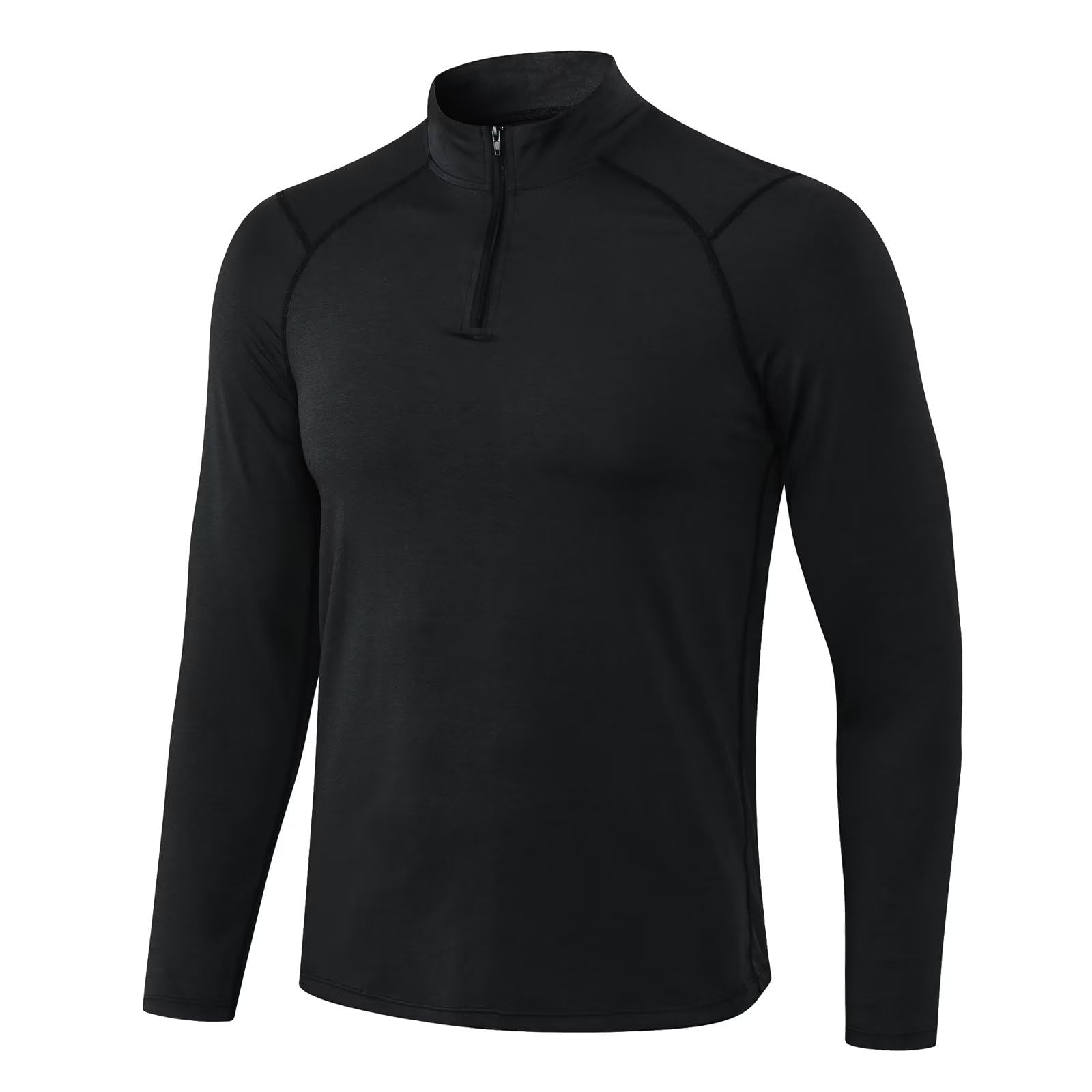 SillictorMen's 1/4 Zip Long Sleeve Running Top - UPF 50+ Base Layer for Ski, Hiking, Golf, Moisture Wicking Compression Tops - Breathable Sports UV Shirts with Muscle Support