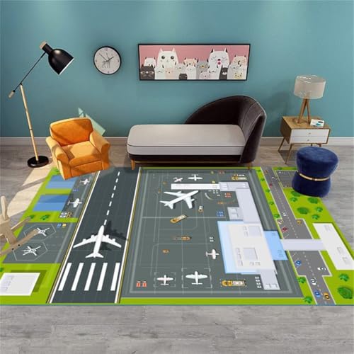 Tapis chambre enfant garçon 120x140cm vert au design imprimé moderne - 2