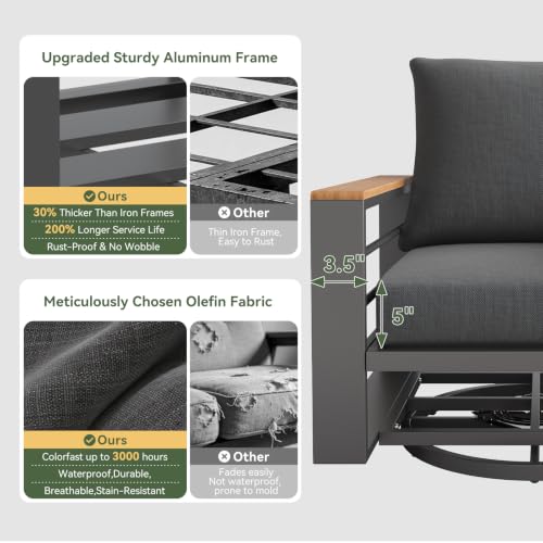 Image of Aoxun Aluminum Patio Furniture Set with Swivel and Rocking Chairs